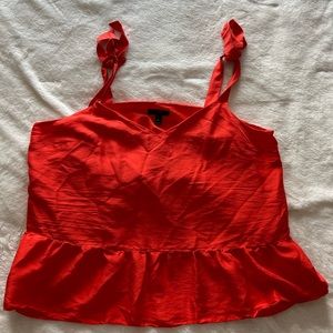 Red Silk Adjustable Tied- Bow J. Crew Top Size 16